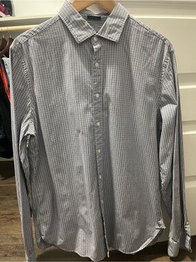 Men’s Dress Shirt Bloomingdale’s – Blue Check Stretch – Size L